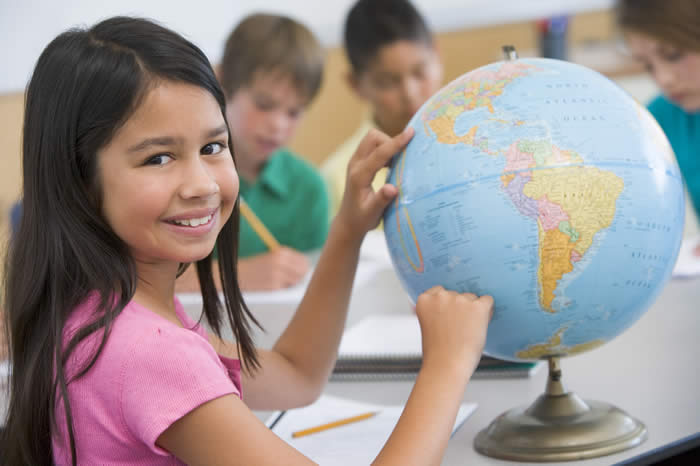 girl and globe